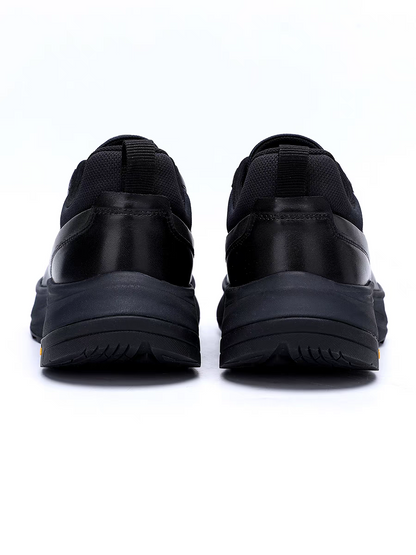 Calveto Men’s Platform Running Shoes | Black Top-Grain Leather with Rotating Buckle