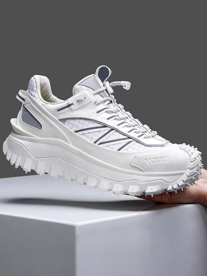 Calveto Men's Hybrid Leather Casual Sneakers | Platform Lifestyle Shoes w/ Textured Accents