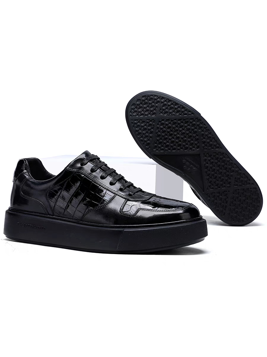 Calveto Men's New Top-Grain Leather Minimalist Sneakers | Style-Adapt Casual Shoes