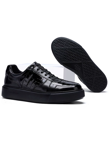 Calveto Men's New Top-Grain Leather Minimalist Sneakers | Style-Adapt Casual Shoes