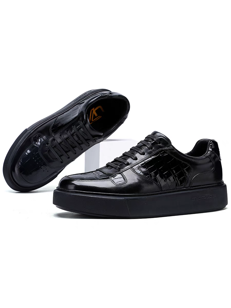 Calveto Men's New Top-Grain Leather Minimalist Sneakers | Style-Adapt Casual Shoes
