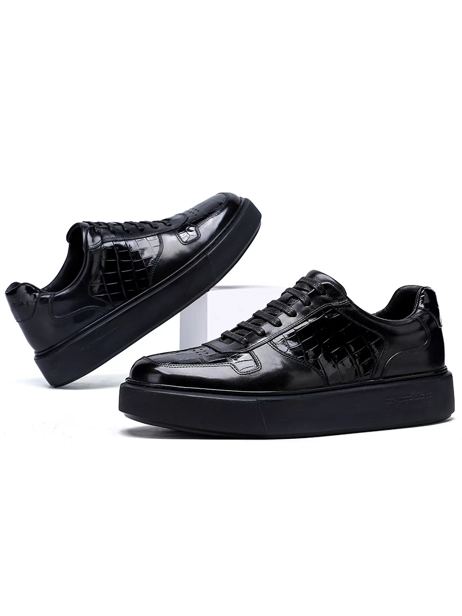 Calveto Men's New Top-Grain Leather Minimalist Sneakers | Style-Adapt Casual Shoes