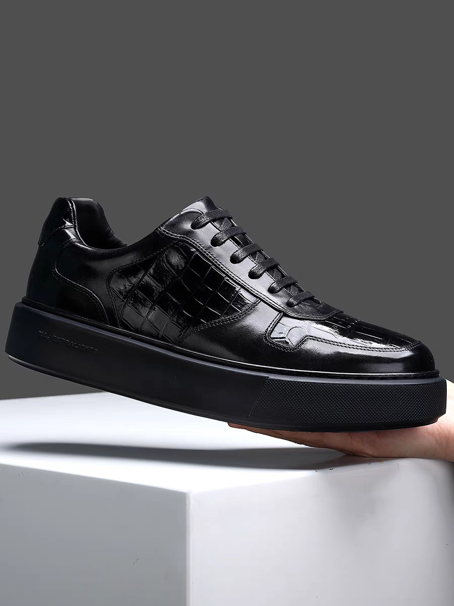 Calveto Men's New Top-Grain Leather Minimalist Sneakers | Style-Adapt Casual Shoes