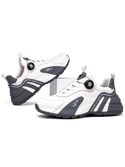 Calveto Men's Full-Grain Leather Chunky Sneakers | Rotating Buckle Design
