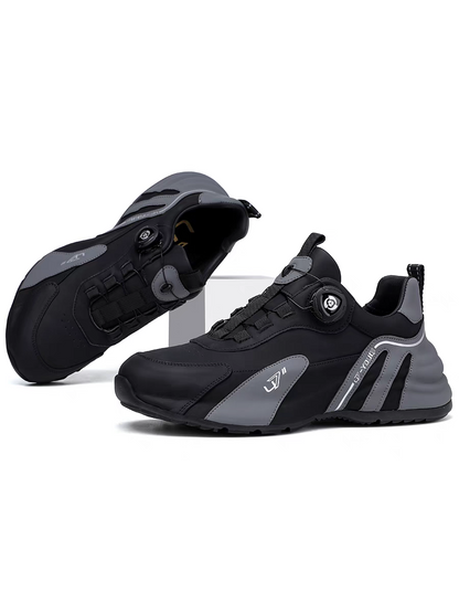 Calveto Men's Full-Grain Leather Chunky Sneakers | Rotating Buckle Design