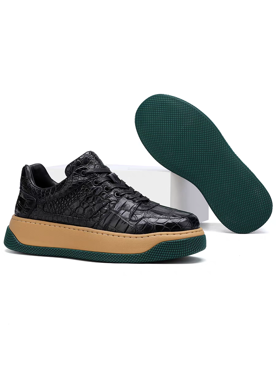 Calveto Men's Genuine Alligator Leather Sneakers | Prestige Chunky Sole Design