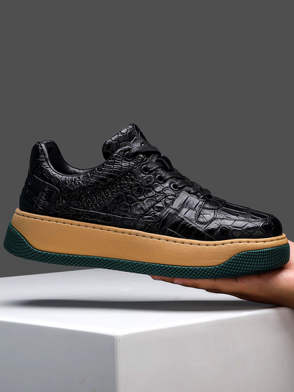 Calveto Men's Genuine Alligator Leather Sneakers | Prestige Chunky Sole Design