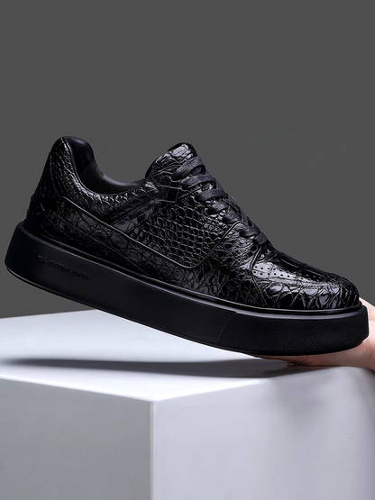 Calveto Men's CITES-Certified Alligator Leather Sneakers | Architectural Minimalist Design