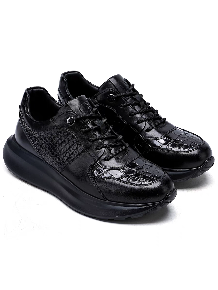 Calveto Men's Top-Grain Leather Platform Sneakers | Architectural Lifestyle Footwear