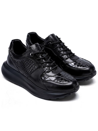 Calveto Men's Top-Grain Leather Platform Sneakers | Architectural Lifestyle Footwear