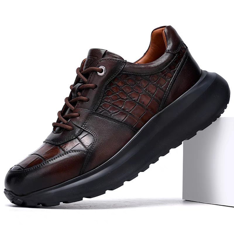 Calveto Men's Top-Grain Leather Platform Sneakers | Architectural Lifestyle Footwear