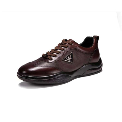 Men's comfortable, fashionable and breathable genuine leather soft-soled casual shoes-Brown