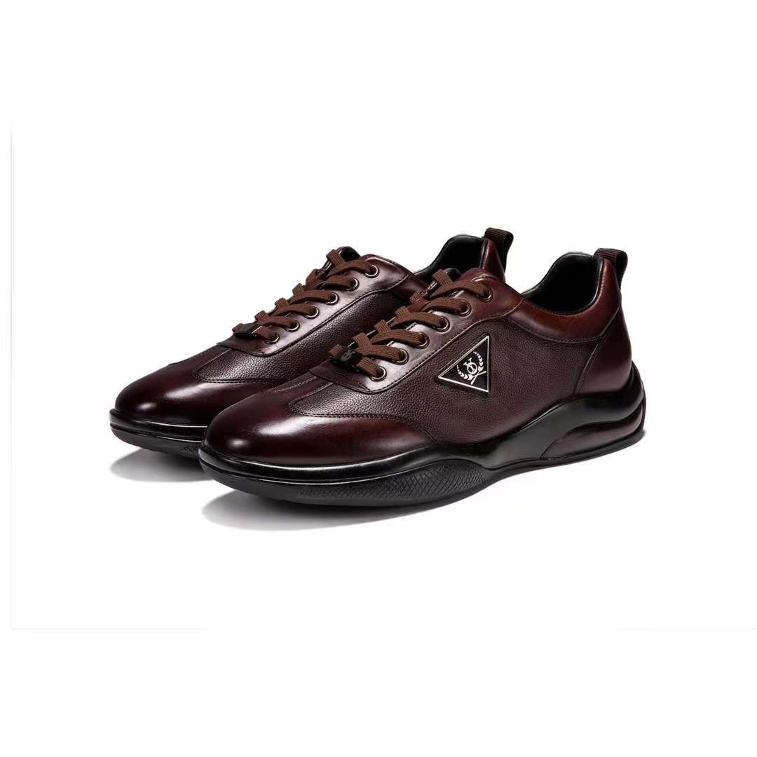 Men's comfortable, fashionable and breathable genuine leather soft-soled casual shoes-Brown