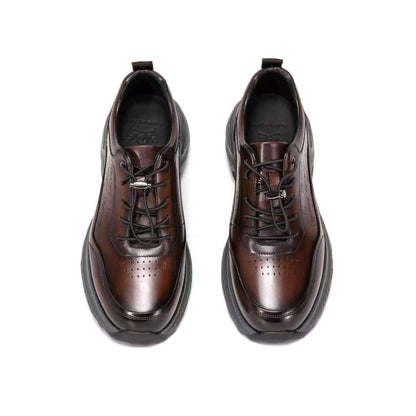 Men's comfortable, fashionable and breathable genuine leather soft-soled casual shoes-Brown