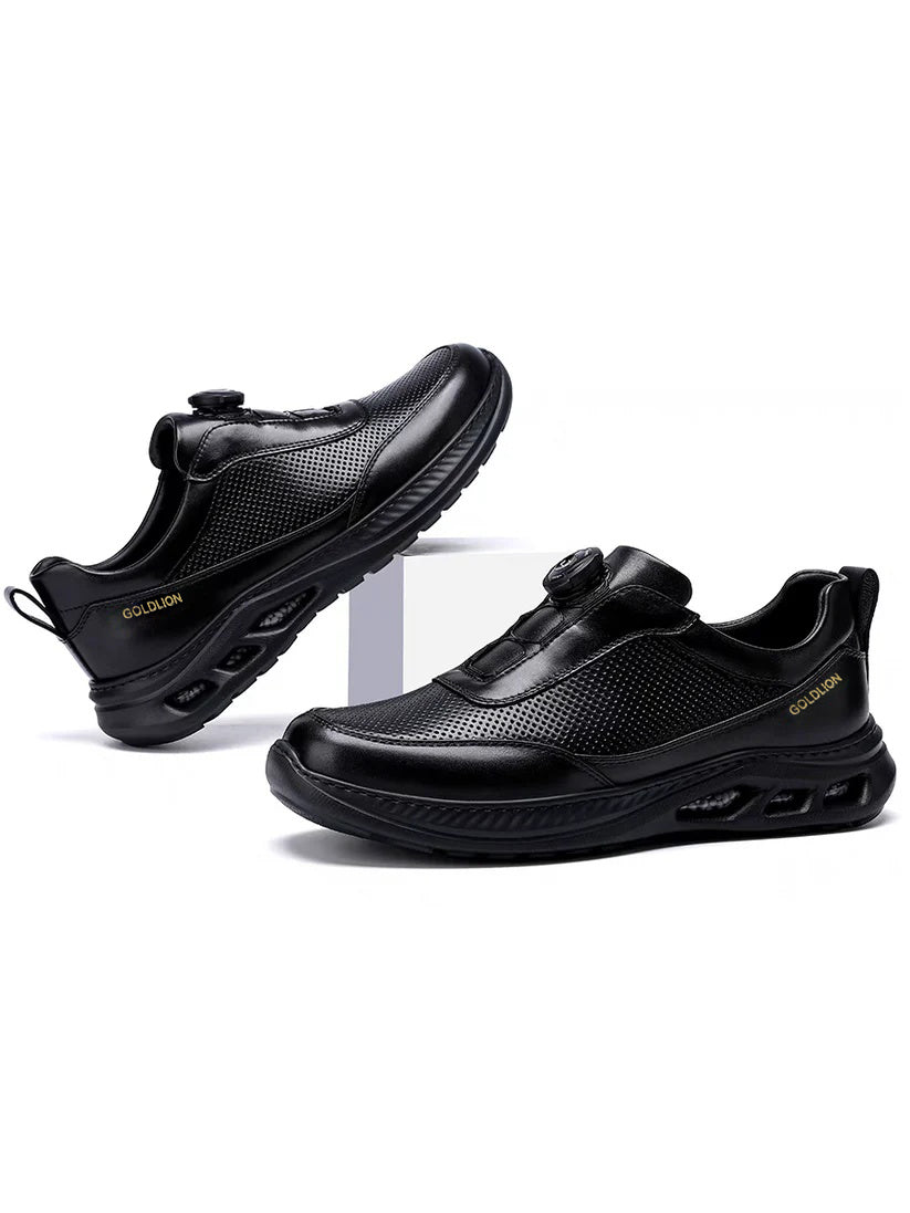 Calveto Men's Top-Grain Leather Casual Sneakers | Breathable Luxury Lifestyle Shoes