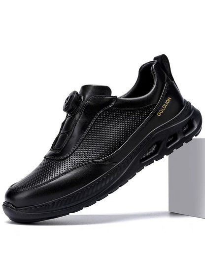 Calveto Men's Top-Grain Leather Casual Sneakers | Breathable Luxury Lifestyle Shoes