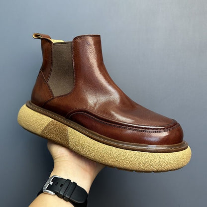 Calveto Handmade Retro Horsehide British Style Chelsea Boots | Horsehide Martin Boots