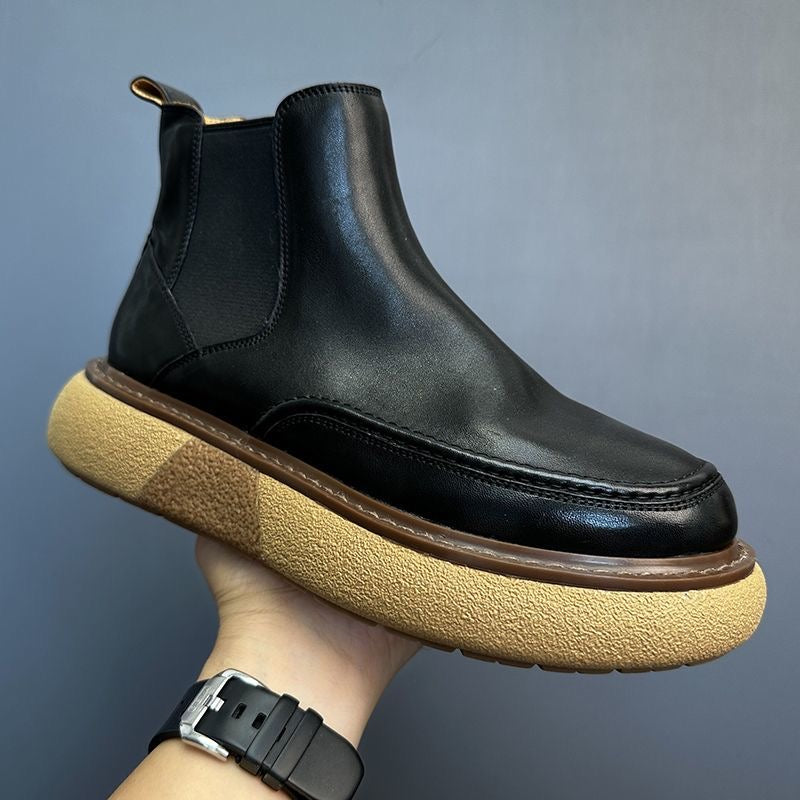 Calveto Handmade Retro Horsehide British Style Chelsea Boots | Horsehide Martin Boots