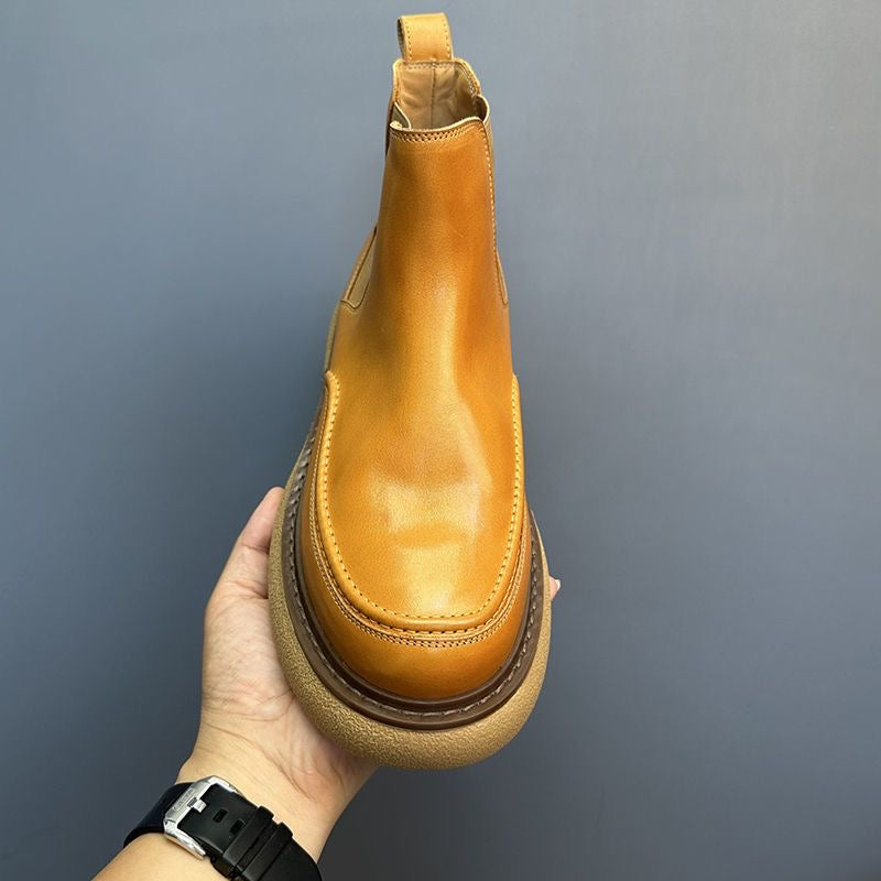 Calveto Handmade Retro Horsehide British Style Chelsea Boots | Horsehide Martin Boots