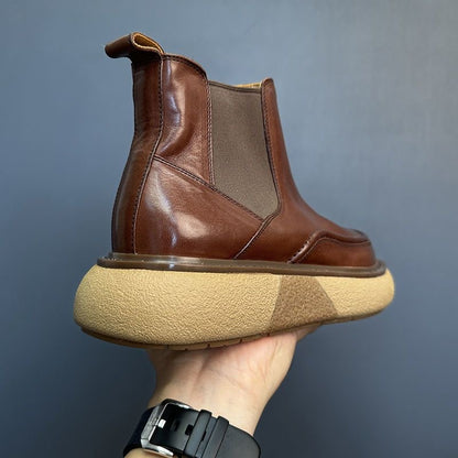 Calveto Handmade Retro Horsehide British Style Chelsea Boots | Horsehide Martin Boots