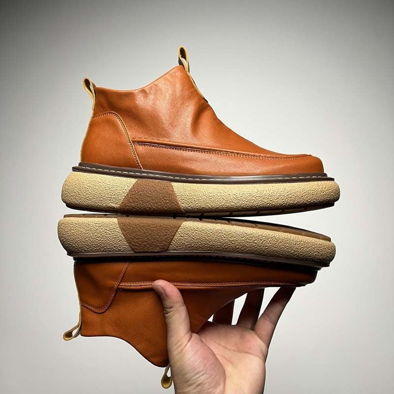 Calveto HANDMADE RETRO Horsehide British Style Chelsea Short Boots