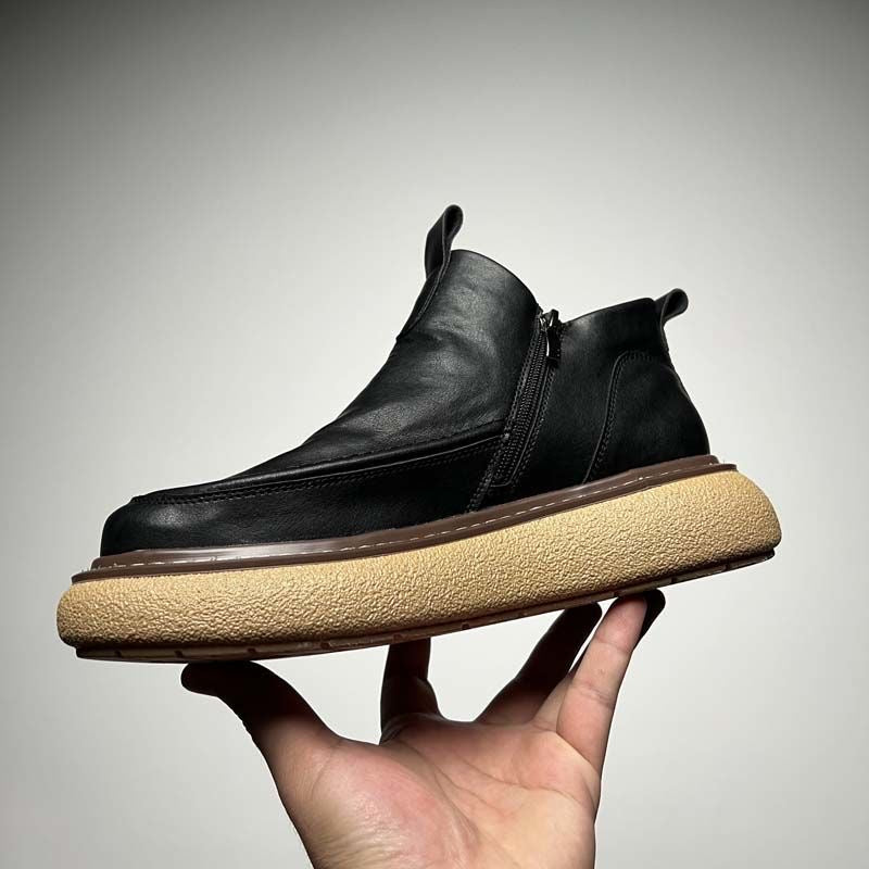 Calveto HANDMADE RETRO Horsehide British Style Chelsea Short Boots