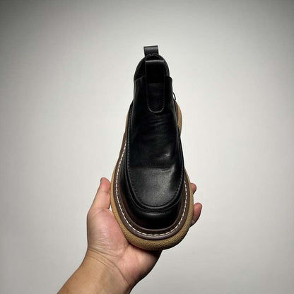 Calveto HANDMADE RETRO Horsehide British Style Chelsea Short Boots