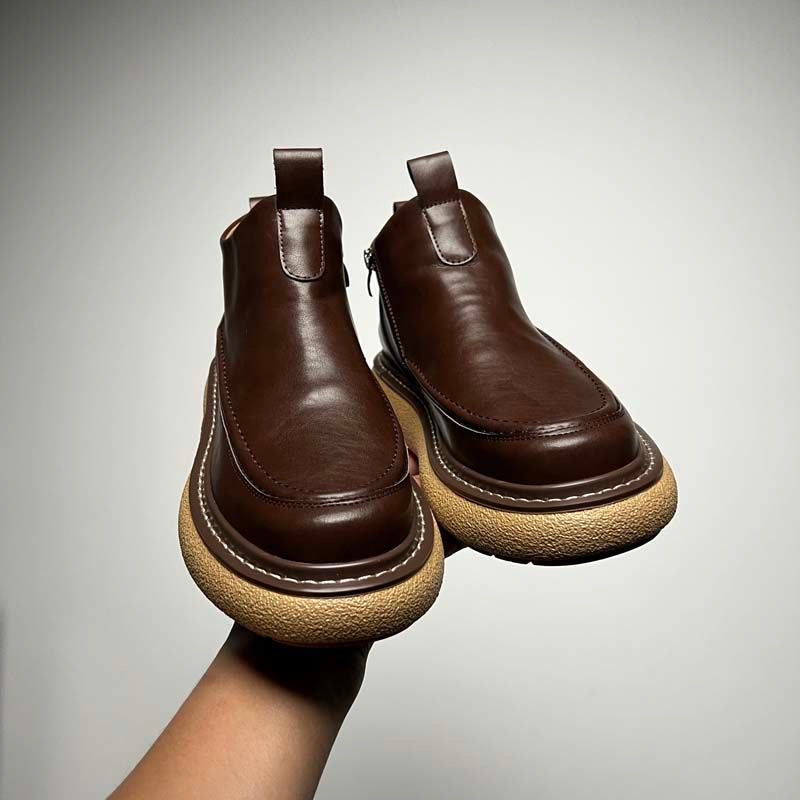 Calveto HANDMADE RETRO Horsehide British Style Chelsea Short Boots