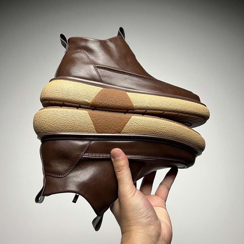 Calveto HANDMADE RETRO Horsehide British Style Chelsea Short Boots