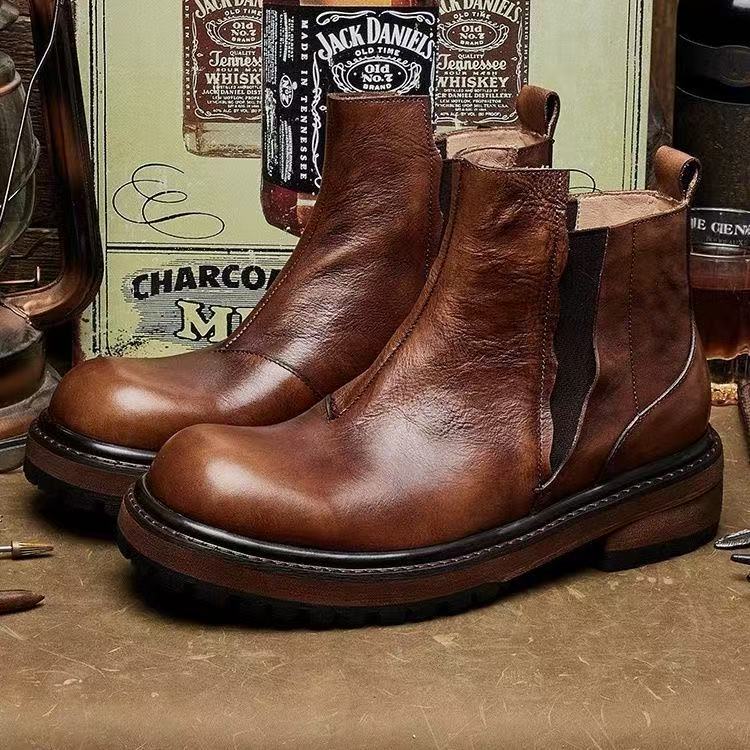 Calveto British Fashion Retro Chelsea Boots Versatile Martin Boots