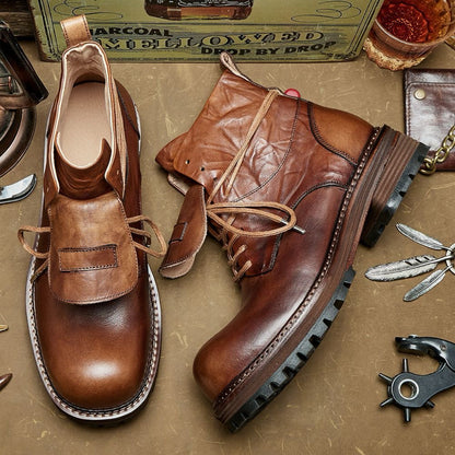 Calveto High-top Retro British Thick Soles Outdoor Martin Boots