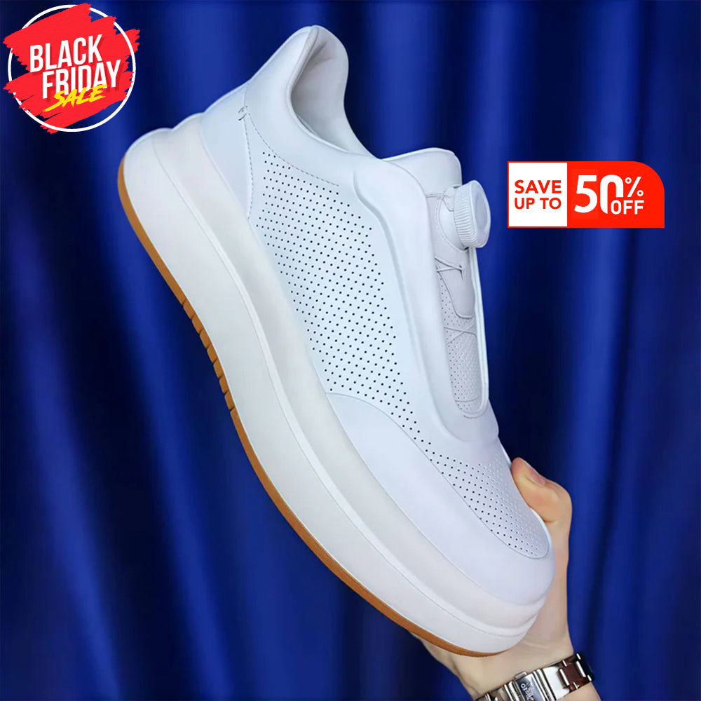 Zapatos de skate planos informales con punta redonda de cuero Calveto | Zapatillas de cuero genuino 