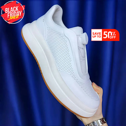 Zapatos de skate planos informales con punta redonda de cuero Calveto | Zapatillas de cuero genuino 