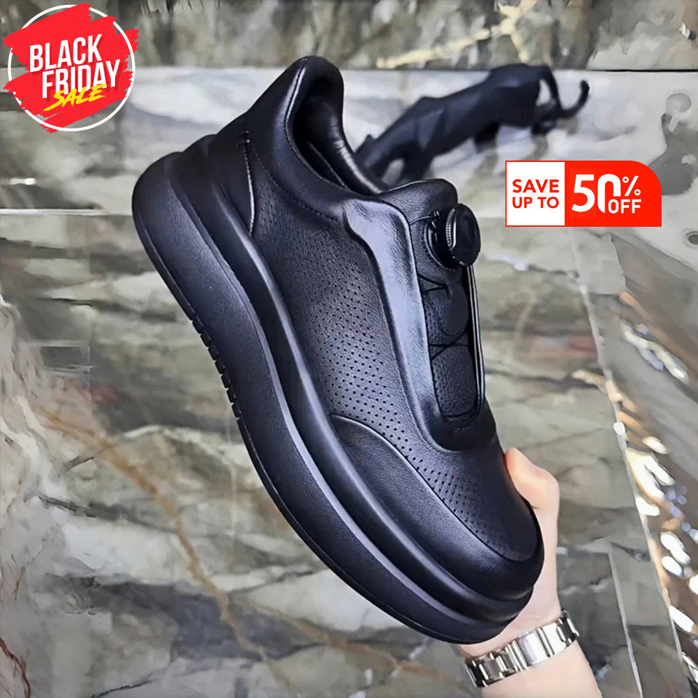 Zapatos de skate planos informales con punta redonda de cuero Calveto | Zapatillas de cuero genuino 