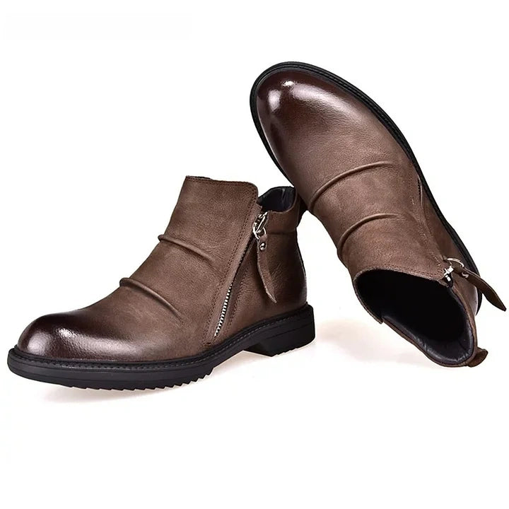 Calveto Handmade Retro Leather Chelsea British Style Casual Leather Shoes Vintage Cowhide Ankle Boots