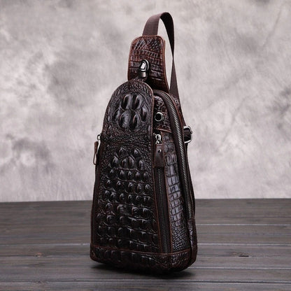 Crocodile Pattern Men's Casual Crossbody Bag