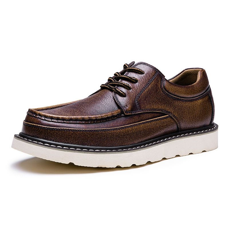 Calveto Handmade Men's Business Soft Cowhide Casual Derby Shoes