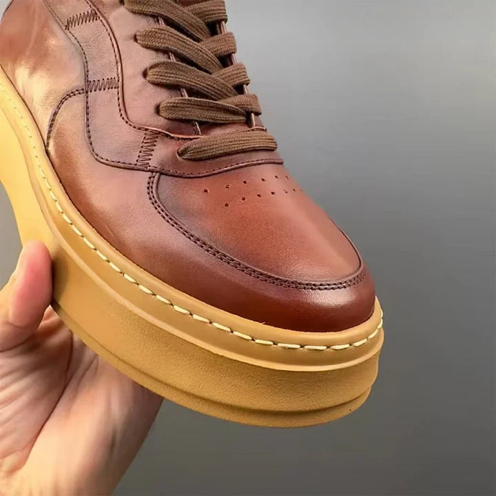 Calveto Handmade Retro Mid-top Horsehide Casual Boots