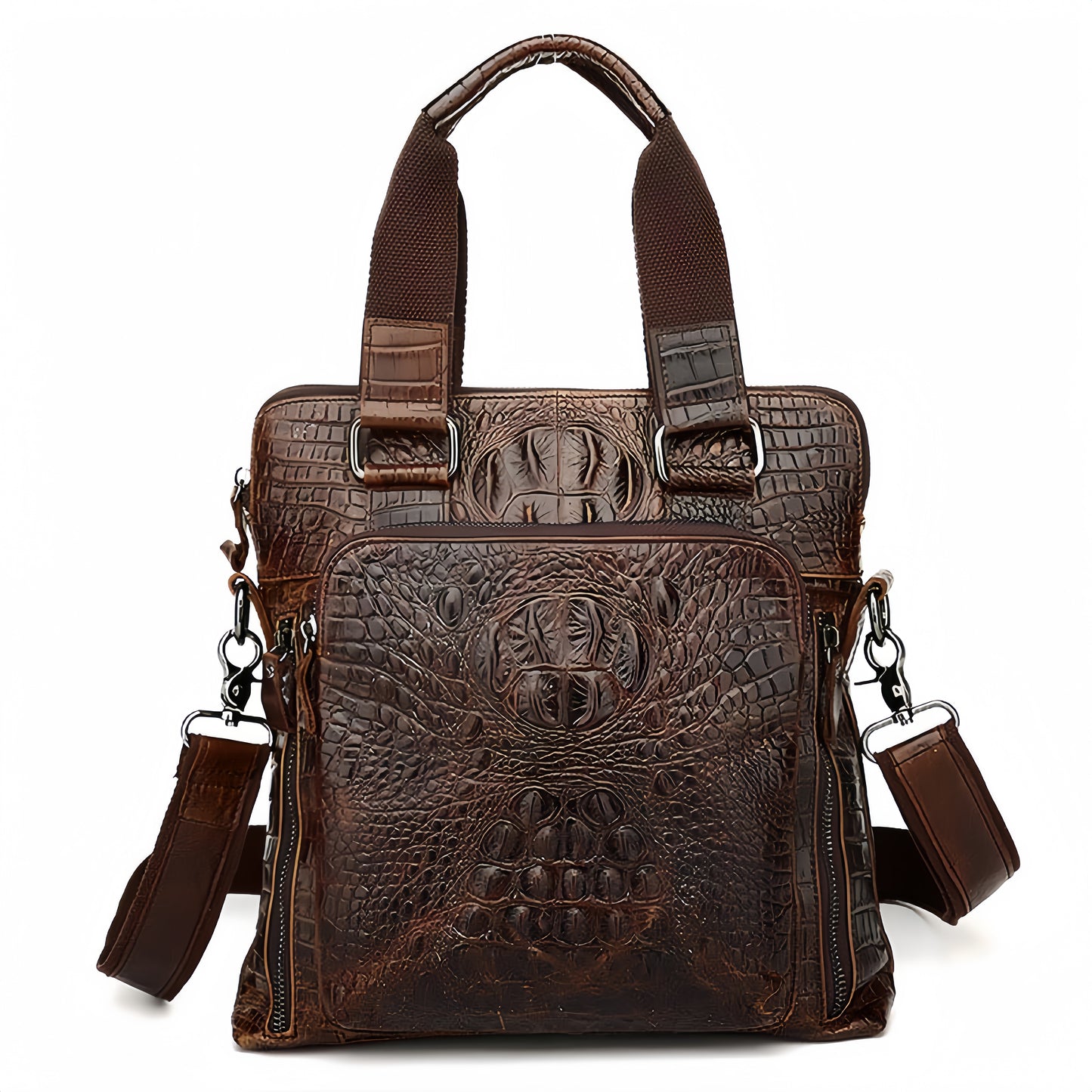 Men's Handheld Briefcase Crocodile Crossbody Bag