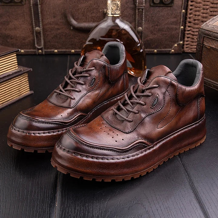 Calveto Handemade Retro British Style Trend Thick Sole Sneakers| Martin Boots