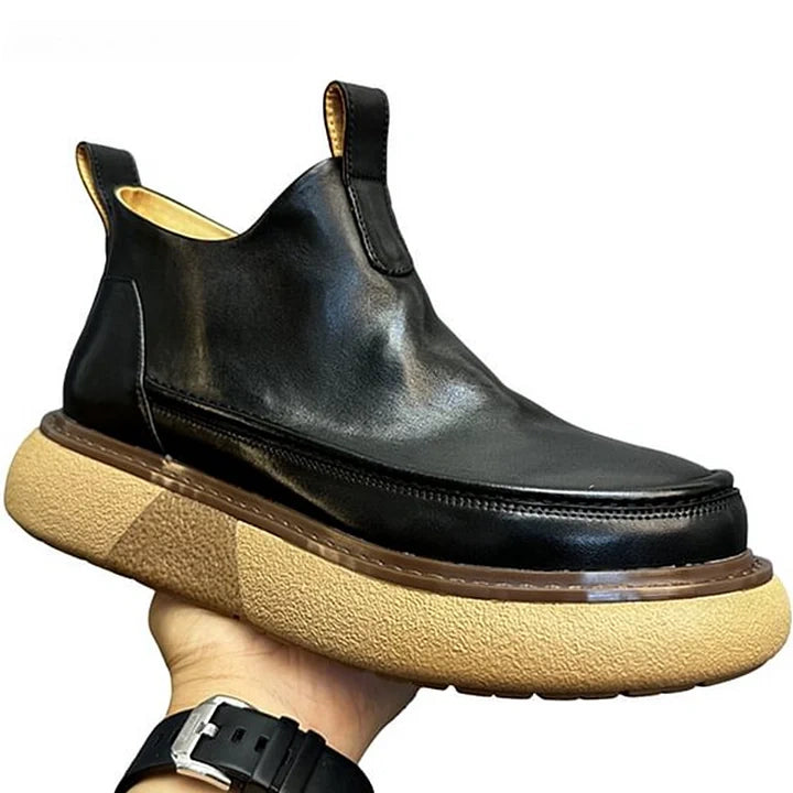 Calveto HANDMADE RETRO Horsehide British Style Chelsea Short Boots