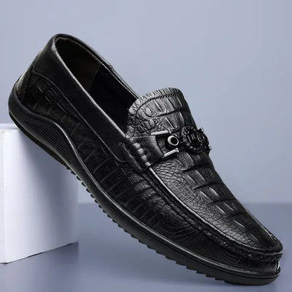 New simple men's casual shoes genuine leather loafers