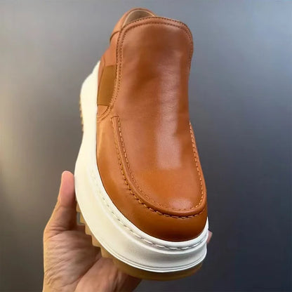 Calveto Handmade Retro British Style Horsehide Ankle Boot