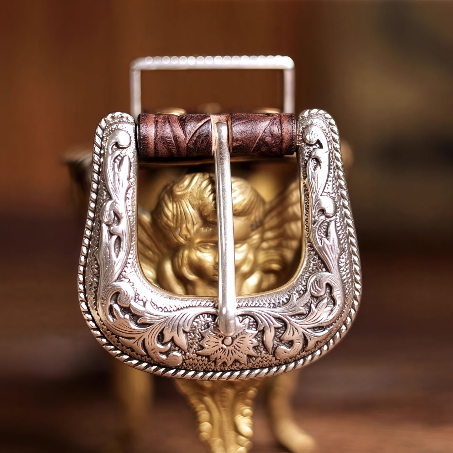 Vintage Western Belt w/ Embossed buckle for men – Hand Tooled Engraved Genuine Full Grain Leather Cowboy Belts for Jeans