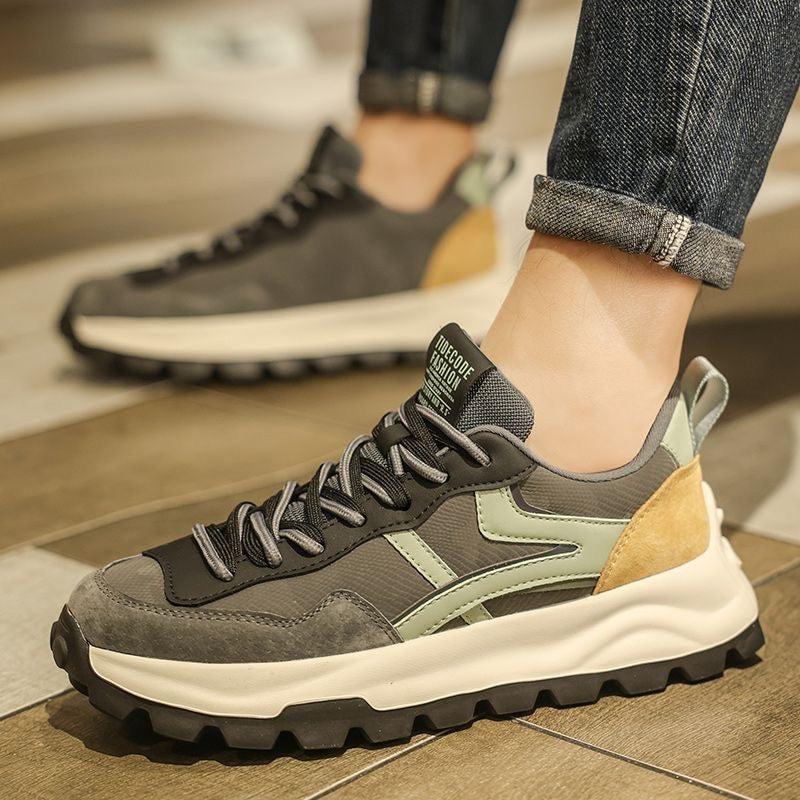 Calveto Handmade Retro Jogging Men's Shoes|Holiday Horsehide Leather Casual Shoes