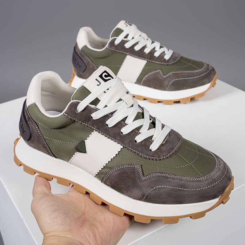 Calveto Handmade Retro Horsehide Casual Jogging Sneakers