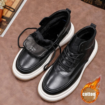 Calveto Luxury Casual Ankle Boots Washed Leather Platform Martens Boots