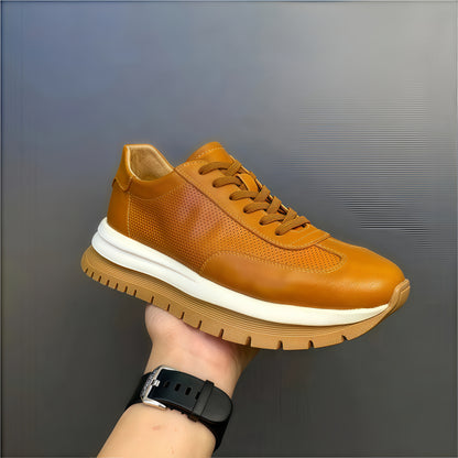 Calveto Men's Cowhide Round Toe Retro Style Shoes 2025 Summer | Light-Weight Breathable  Sports & Leisure Sneakers