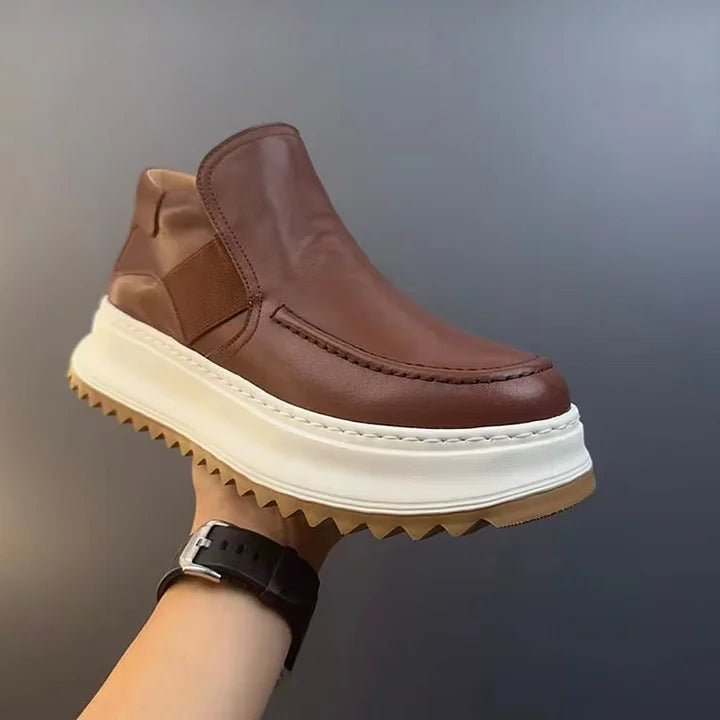 Calveto Handmade Retro British Style Horsehide Ankle Boot