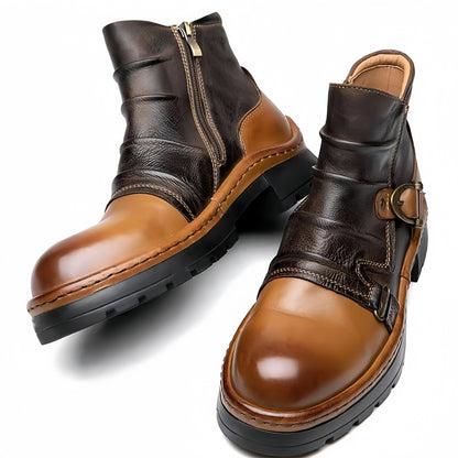 Calveto Handmade Cowhide Retro British Style Chelsea Fashion Boots